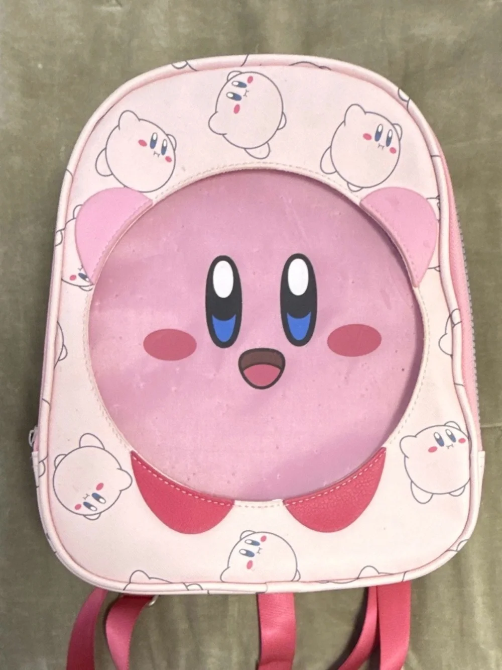 Pink Kirby Kids Backpack with Character Window